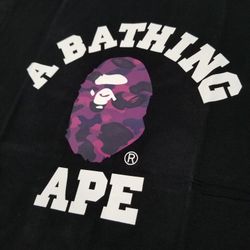 A BATHING APE 1st camo college Purple/black tee
