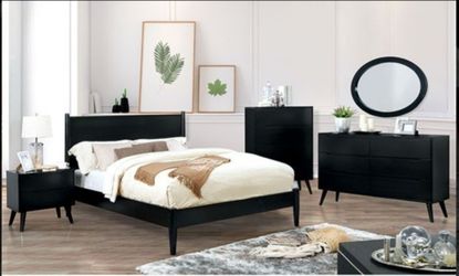 Brand New Black 4pc Queen Bedroom Set (Available in California & Eastern King)