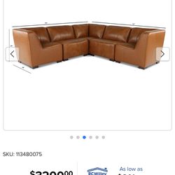 Denver Tobacco Brown 5 Piece Modular Sectional -USED