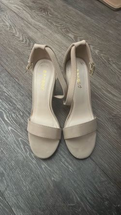 Bamboo Nude Ankle Strap Block Heel Sandals