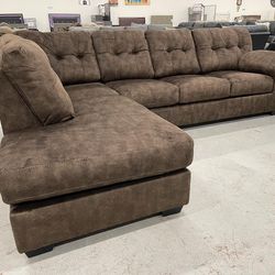 🍄 Accrington Microfiber 2 Pieces Sectional With Chaise | Sectional-Brown | Sofa | Loveseat | Couch | Sofa | Sleeper| Living Room Furniture| Garden 