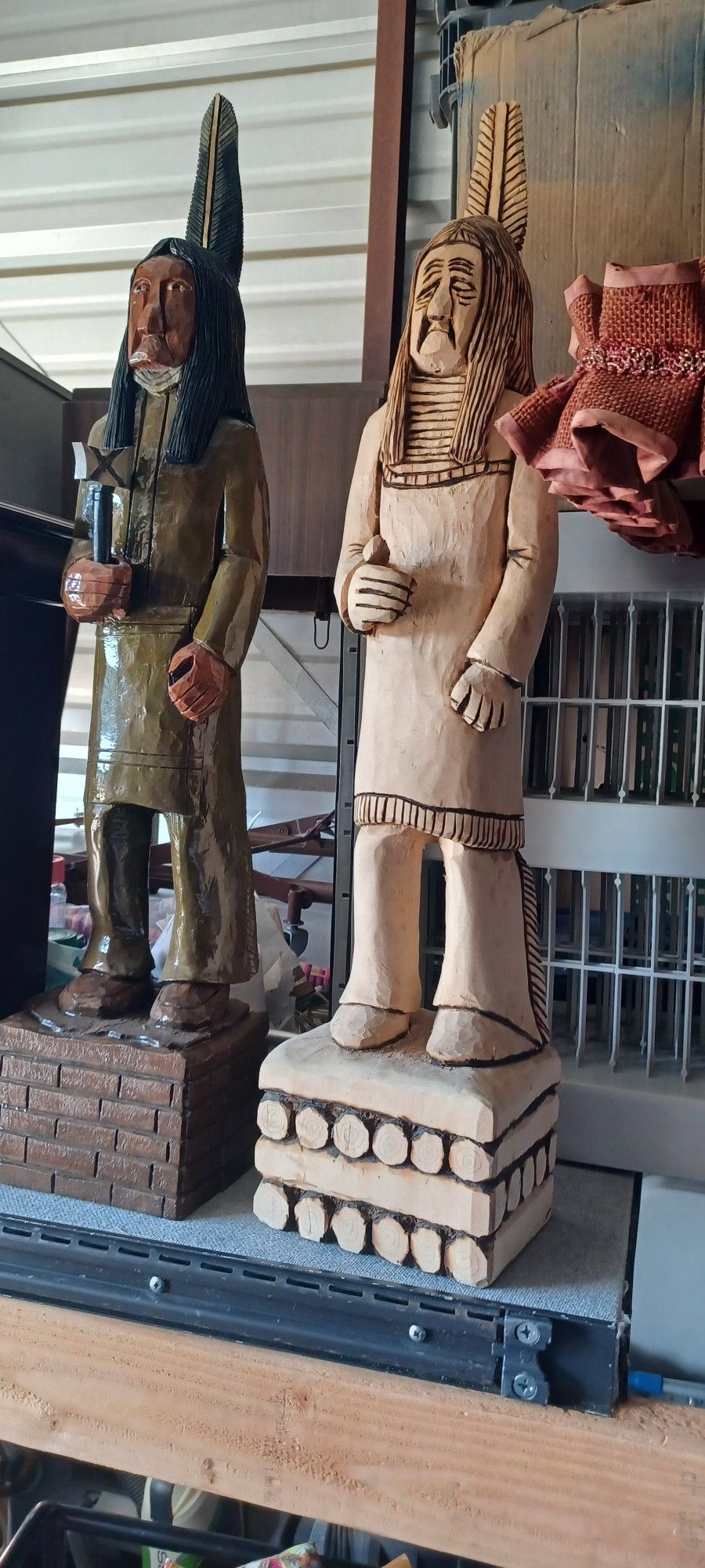 Antique Lamp And  2 Statoo Excellent Condition.