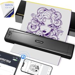 Tattoo Stencil Printer Machine with 10pcs Transfer Paper, Wireless Bluetooth Thermal Tattoo Machine for Tattooing Professional & Beginner, Compatible 