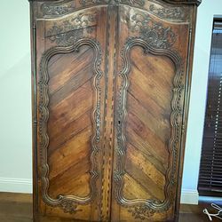 Solid Walnut French Antique Armoire