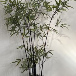 Large Faux Bamboo Plant, H5’with The Beautiful Dark Gray Textured Pot