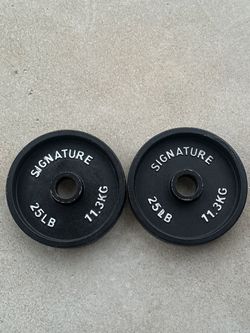 Pair of 25lb Cast Iron Olympic Weight Plates