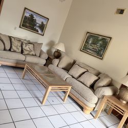 Living room sofa set with lamps and tables tropical