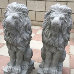 New Set Of Lions Made Out Of Cement Beautiful Yard Decoration 
