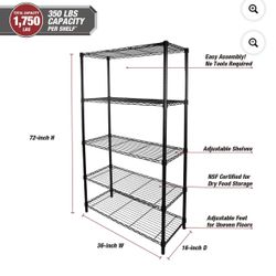 Hyper Tough Five Tier Metal Shelf, Black Like New