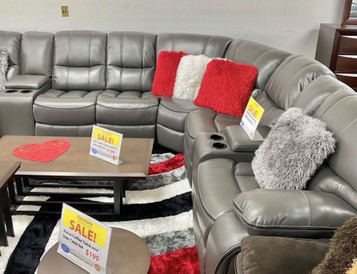 HUGE BROWN OR GRAY SECTIONAL WITH 3 RECLINERS. SAME DAY DELIVERY AND