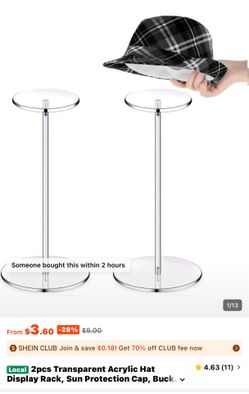 2pcs transparent acrylic hat display rack
