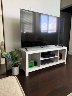 Like new-White TV Stand with Open Shelves