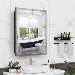 20X26 In Medicine Cabinet, Wall Mounted Bathroom Cabinet with Beveled Mirror, Recessed or Surface