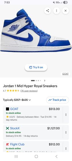 Jordan 1 mid hyper royal blue