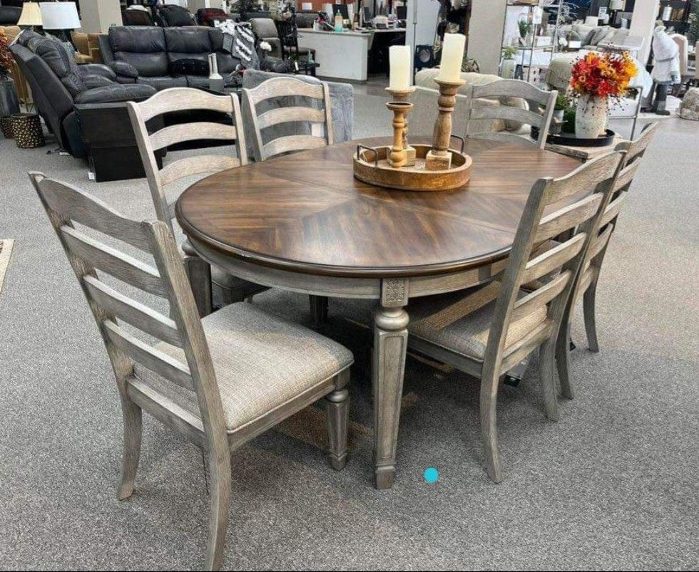 Lodenbay Antique Gray Extendable Round/oval Dininggroomset/😉Discount Code❤️Dininggroomset/comedorr/Delivery Available/Home Decor