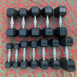 SET UP RUBBER DUMBBELLS  (PAIRS OF)  :
  5s   10s  15s   20s   25s   30s