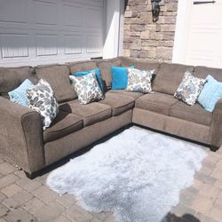 Brown L Shaped Sectional Sofa 