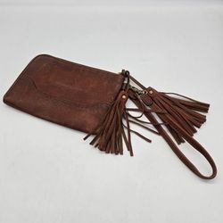 Frye Leather Tassel Wristlet Clutch