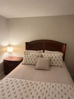Queen bed and nightstand