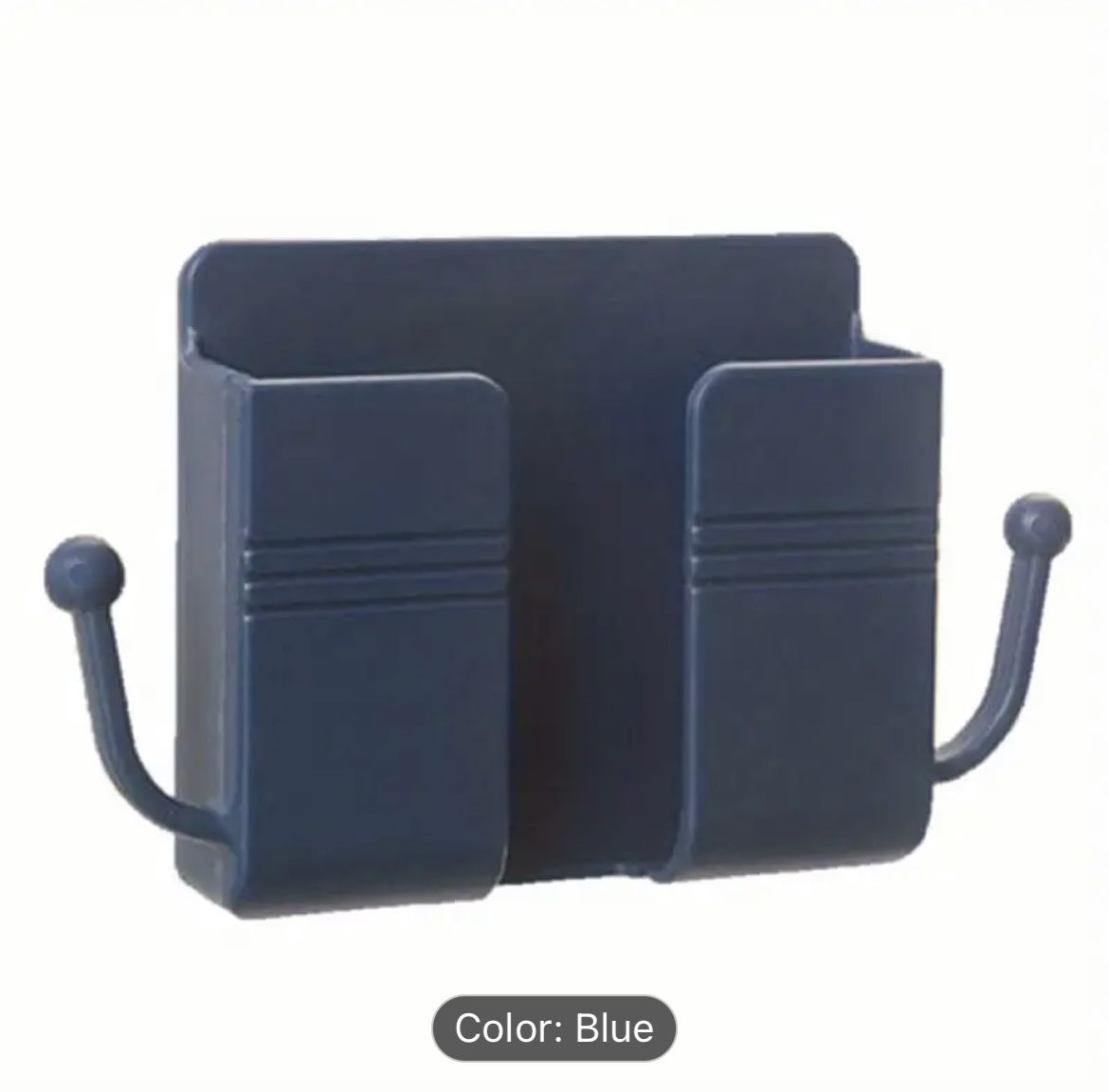 Blue Wall Mount Cell Phone Charging Organizer With Cord Hooks