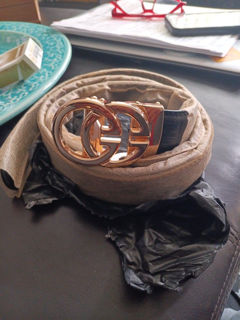 Black Leather GOLD BUCKLE