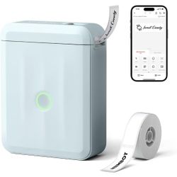 NIIMBOT D110 Upgraded Version Mini Label Maker Machine with Tape, Portable Bluetooth Thermal Printer, Sticker Labeler - Blue