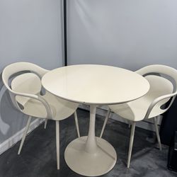 Off-White Tulip Table Set with 2 Chairs