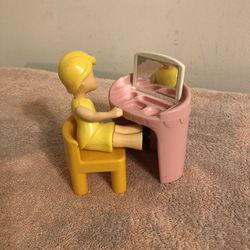 Vintage Little Tikes Dollhouse Size Vanity With Chair & Mom Doll