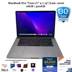 MacBook Pro "Core i7" 2.7 15"/Late 2016, 16GB, 500GB "H91671"