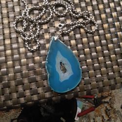 Blue/ Aqua Agate Crystal Necklace