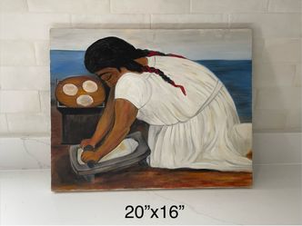 Hand-Painted Watercolor Replica on Canvas - 20" x 16"