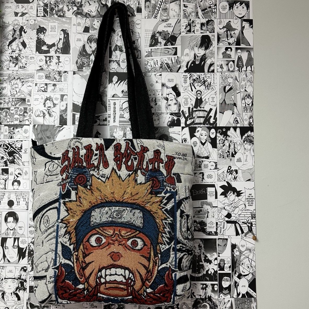Naruto Nine Tail Fox Anime Woven Tapestry Tote Bag