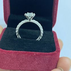 Solid Sterling Silver 925 White 1CT Moissanite Ring Size 7 