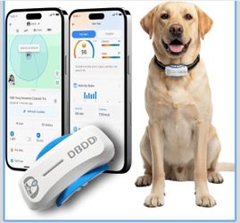 GPS Tracker for Dogs w/ AI Health Monitoring for Medium to Large Dogs (30lbs+) (White)(IOS & Android)