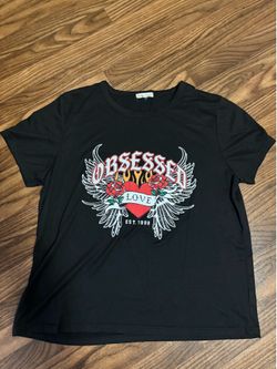 Woman’s Shiny & Studded Obsessed Short Sleeve Tee * 2X