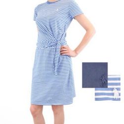 Polo Ralph Lauren Dress, Women's Regular Fit, Side Tie Design, Short Sleeve Blue