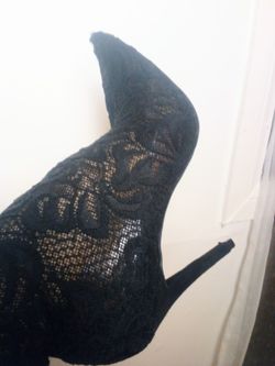 Thigh High Black Stretch Lace Boots/Heels