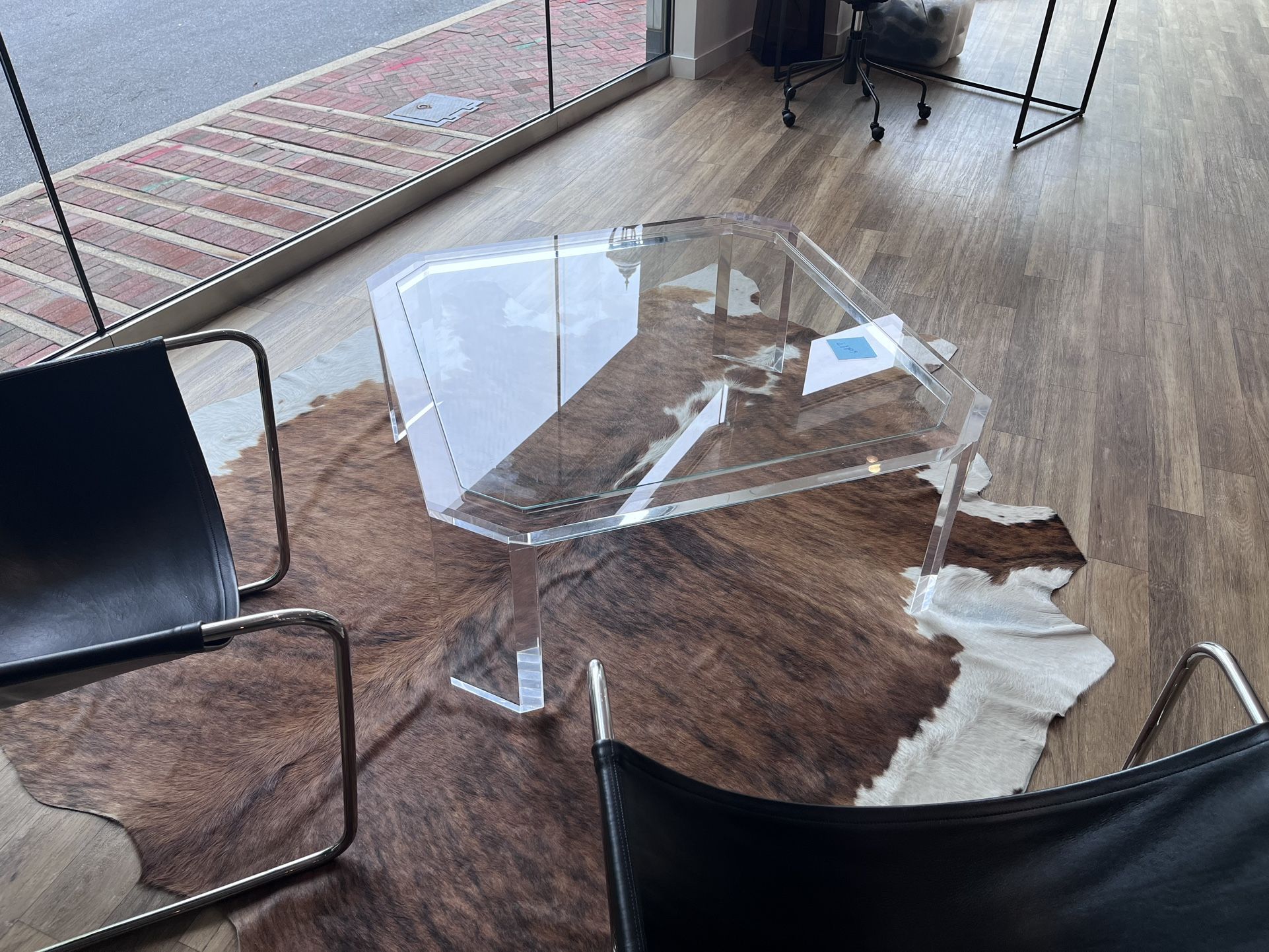Glass and Lucite coffee table