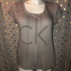 Calvin Klein Size Large Grey Embellished Shirt