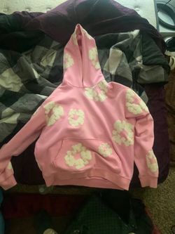 Pink denim tear hoodie size L