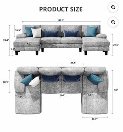 Grey couch with C-table.