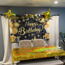 HAPPY BIRTHDAY BANNER GOLD/BLACK