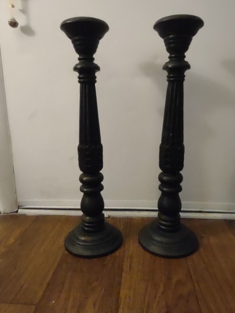 Tall Black Wooden Candle Holders