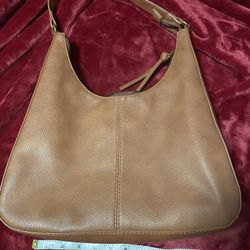 Tan Leather Hobo Shoulder Bag – Soft Pebbled Leather, Sonoma By Khols
