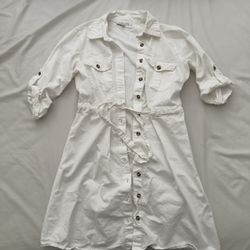 White Button Up Dress Size S