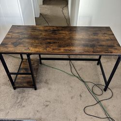 Wood and Metal Computer Desk with Shelf