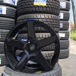 22” BLACK K9 WHEELS (Rims) With 305/40R22 Tires Fits Most Chevy / GMC Trucks & SUV $1549 INSTALLED BALANCED EVERYTHING BRAND NEW