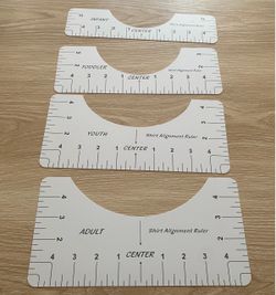 Bundle of T-Shirt Alignment Rulers Adult, Youth, Toddler & Infant Rulers. 4 Sets, New !