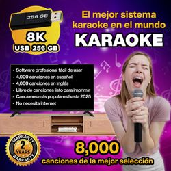 Karaoke USB Drive 8,000 songs All times Real and High Quality ENGLISH & SPANISH KARAOKE songs