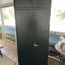Tall Metal 6 Shelf Storage Cabinet with Dual Locks